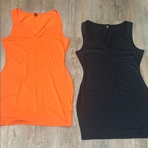 Women's Sleeveless Orange and Black Dresses